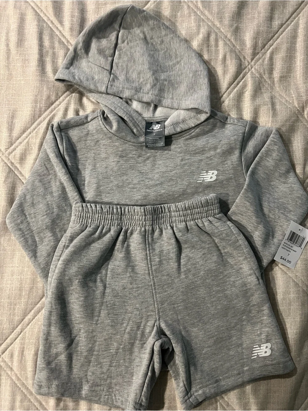 New Balance Kids Gray Hoodie and Shorts Set